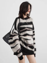 Litlookz Studio Y2K Zebra Knitted Sweater, view 2