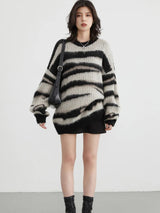 Litlookz Studio Y2K Zebra Knitted Sweater, view 4