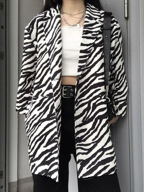 Litlookz Studio Zebra Print Long Blazer