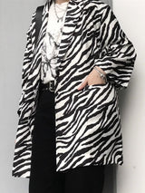 Litlookz Studio Zebra Print Long Blazer, view 3