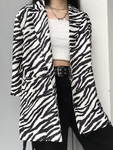 Litlookz Studio Zebra Print Long Blazer, view 5