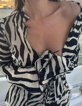 Litlookz Studio Zebra Tie Up Blouse & Pants Two Piece Set, view 4