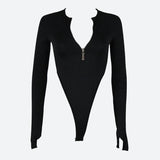Litlookz Studio Zip Up High Leg Bodysuit, view 3