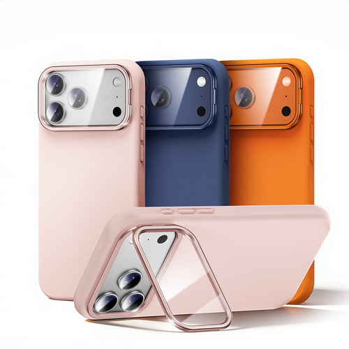 Magic John iPhone 17 K123 Liquid Silicone Stand Phone Case