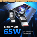 Magic John 4-in-1 USB-C 65W Fast Charging Cable, view 2