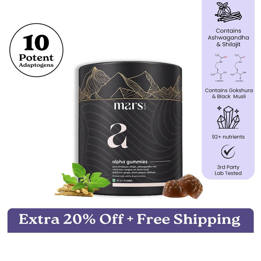 Mars By GHC Mars Alpha Gummies - Advanced 10-in-1 Formula for Power, Drive & Vitality with High-Potency Shilajit & Ashwagandha (30N)