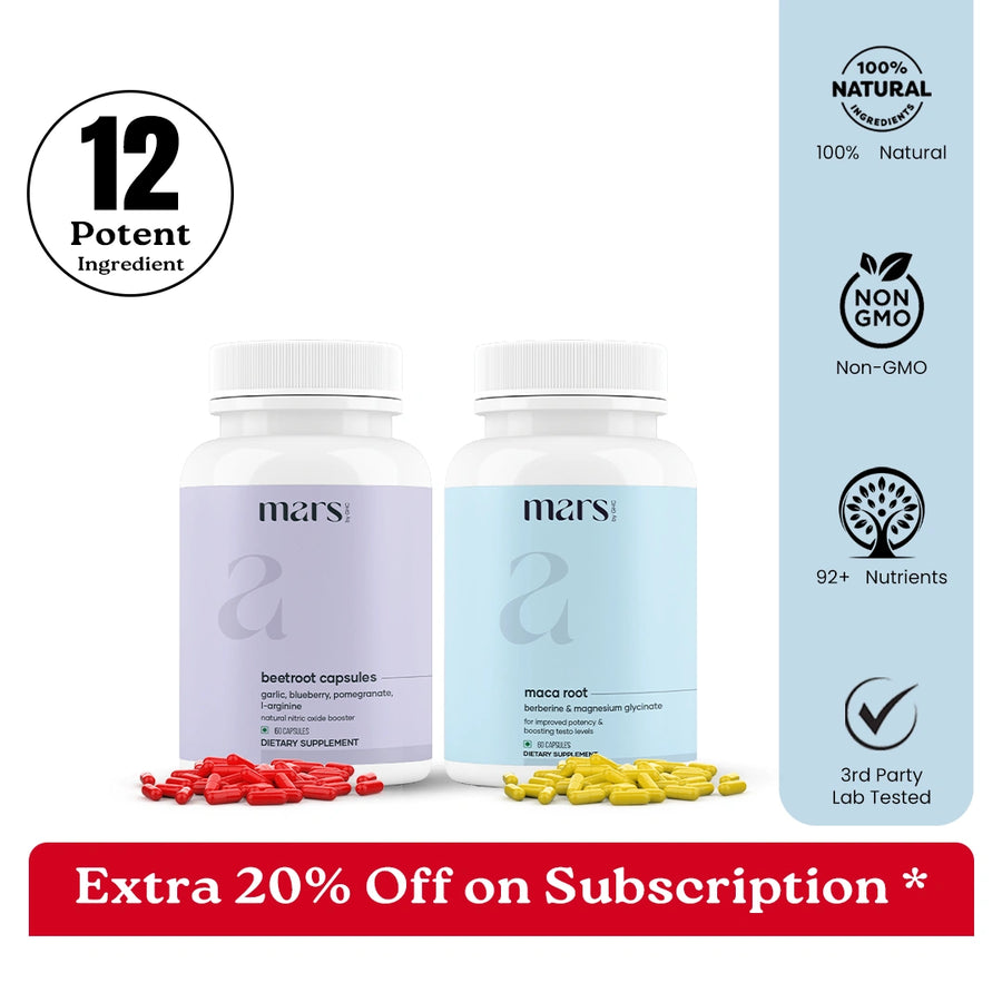 Mars By GHC Mars BeetMax Combo : Mars Beetroot Nitric Oxide Booster & Mars Maca Root Capsules