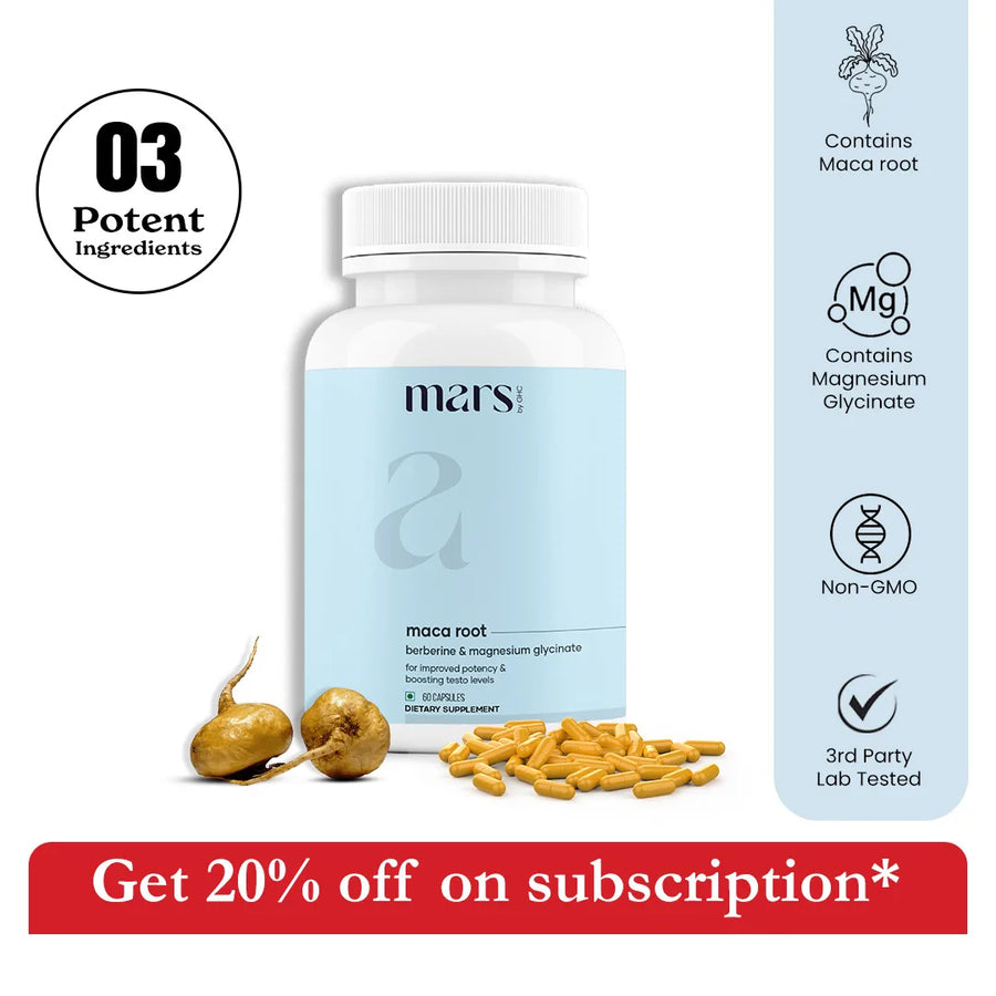 Mars By GHC Mars Maca Root Capsules with Maca root, Berberine & Magnesium – Drive, Energy, Stamina & Performance Support