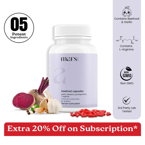 Mars By GHC Mars Beetroot Capsules with L-Arginine, Pomegranate & Antioxidants – Nitric Oxide, Blood Flow & Performance Support (60N)