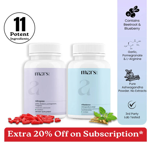 Mars By GHC Mars Rise Max Combo: Dual Action Testosterone & Nitric Oxide Support for Strength, Stamina & Performance
