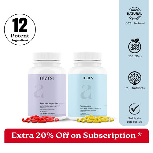 Mars By GHC Mars Testo Max Combo : Mars Beetroot Nitric Oxide Booster & Mars Turkesterone Capsules