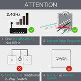 Moes WiFi RF433 Smart Touch Light Switch 1/2/3/4 Gang 2 Way Multi-Control Neutral Wire Required EU, view 2