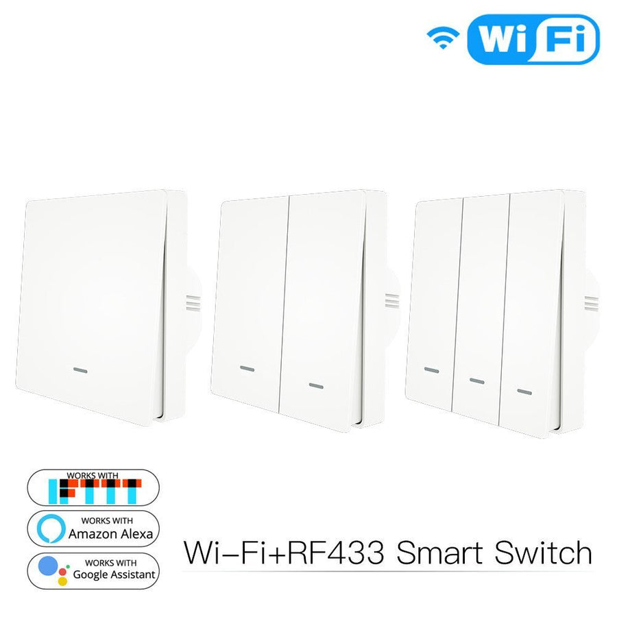 Moes WiFi RF433 Smart Light 2 Way Multi-control Push Button Switch Neutral Wire EU