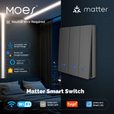 Moes Matter WiFi Smart Push Button Light Switch App Control Neutral Wire Required EU Version, view 2