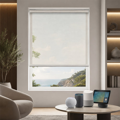 MOES Motorized Light Filtering Roller Shades 50% Blackout PVC Free Sunscreen