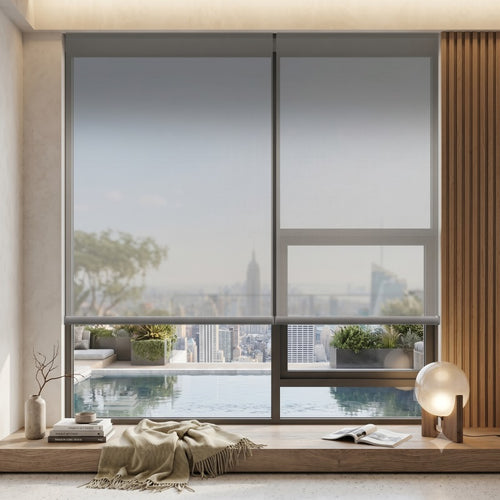 MOES Motorized Light Filtering Solar Shades 1%/3%/5% Openness Aventus