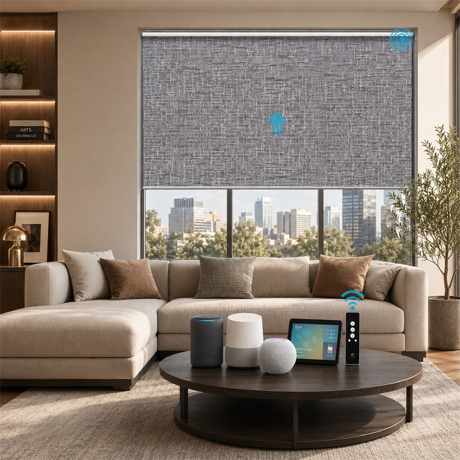 MOES Motorized Roller Shades 100% Blackout Safari