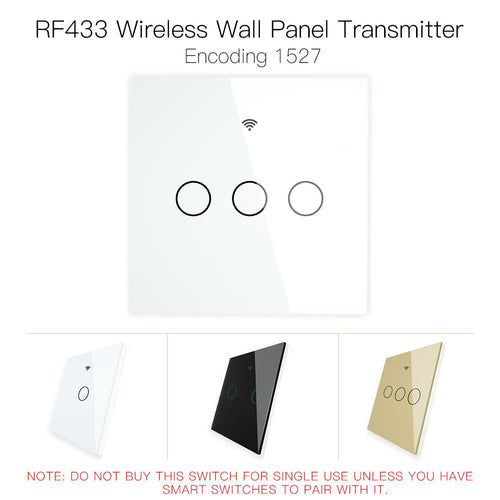 Moes RF433 Smart Wirelesss Wall Glass Panel Transmitter Touch Switch Multi-control Remote EU