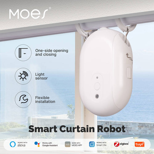 Moes Zigbee Smart Electric Curtain Robot Timing Auto Opener Closer App Remote Control