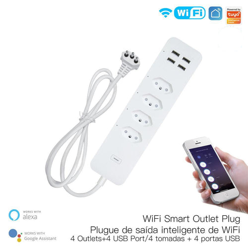 Moes WiFi Smart Power Strip Surge Protector 4 Plug Outlets Electric Socket with USB/Type C [Brazil Version]