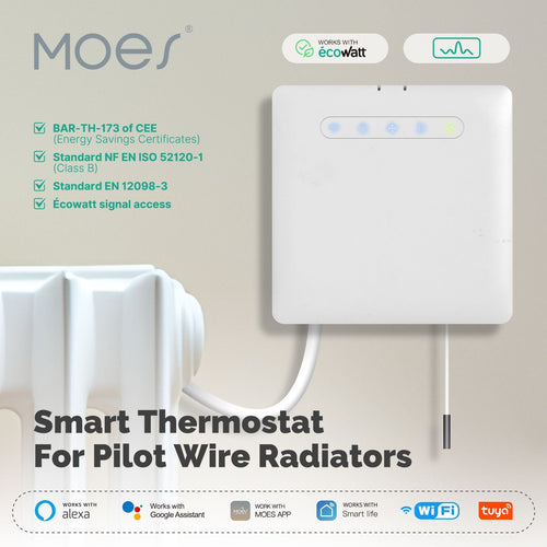 Moes Smart Thermostat For Pilot Wire Heating Radiator Support Ecowatt Electricity Monitoring