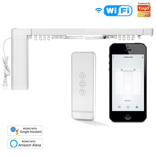 Moes WiFi Smart Electric Motorized Splicing Curtain Tracks System,Tuya Curtain Motor with DIY Track  RF Remote