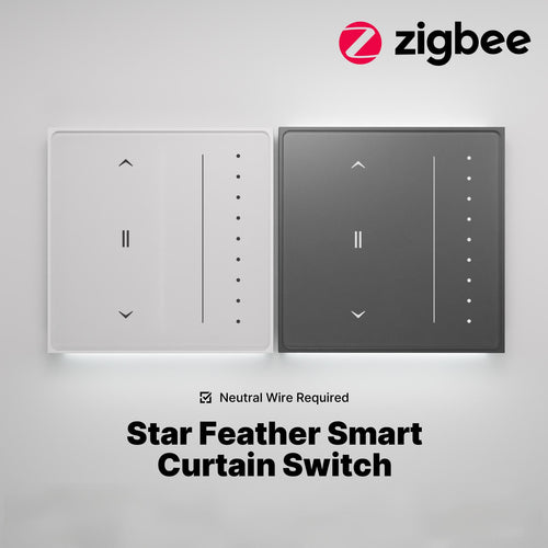 Moes Star Feather Series Zigbee Smart Curtain Switch Anti-Glare Touch Panel Flowing Backlight EU Version