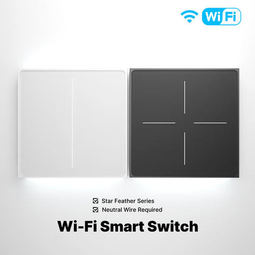 Moes Star Feather Series WiFi Smart Switch Push Button With Neutral Wire Light Scene 2in1 Switch EU Version