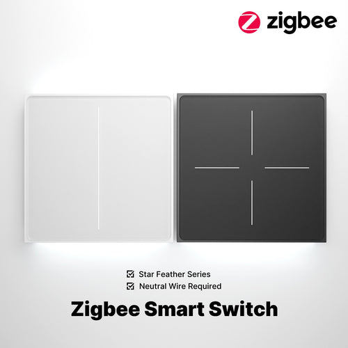 Moes Star Feather Series ZigBee Smart Switch Push Button With Neutral Wire Light Scene 2in1 Switch EU Version