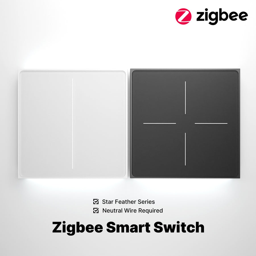 Moes Star Feather Series ZigBee Smart Switch Push Button With Neutral Wire Light Scene 2in1 Switch EU Version