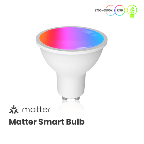 Moes Tuya GU10 Matter WiFi Smart LED Bulb with Voice Control, Dimmable 5W Light 2700-6500K RGB Colors