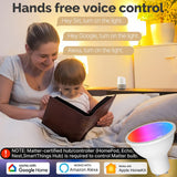 Moes Tuya GU10 Matter WiFi Smart LED Bulb with Voice Control, Dimmable 5W Light 2700-6500K RGB Colors, view 3