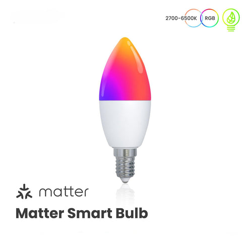Moes Tuya Matter WiFi Smart LED E14 Dimmable Light Bulbs 2700-6500K+RGB