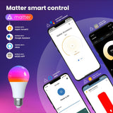 Moes Tuya Matter WiFi Smart LED E27 Dimmable Light Bulbs RGB 2700K-6500K W+C, view 3
