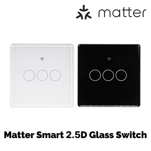 Moes Tuya Matter WiFi Smart Light Switch 2.5D Glass Panel Neutral Wire Required EU Version