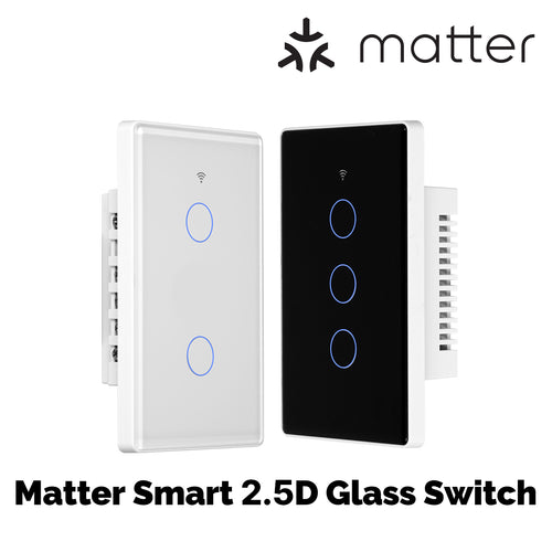 Moes Tuya Matter WiFi Smart Light Switch 2.5D Glass Panel Neutral Wire Required US Version