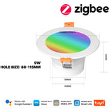 Moes Tuya ZigBee Smart LED Downlight Round Spotlights 9/12W RGB Color Dimming Lamp Work with Alexa Google Home, view 6