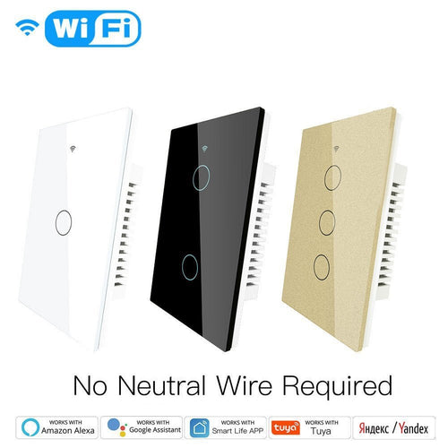 Moes WiFi RF433 Smart Light Wall Touch Switch Single Pole No Neutral 95-130V US Standard