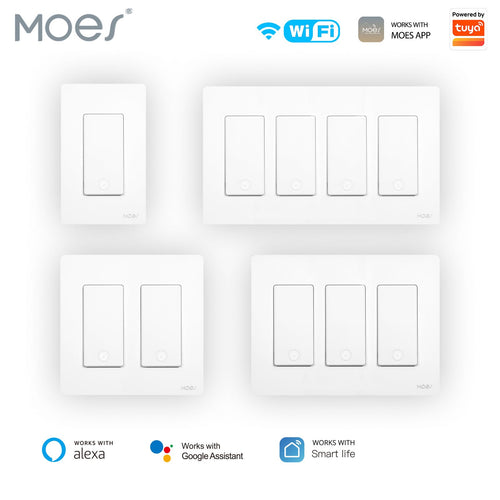 MOES Star Ring 2nd Generation Smart Single Pole 3 Way WIFI Switch 1/2/3/4 Gang US Standard