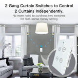 Moes WiFi RF433 Smart Curtain 2 Gang Blind Touch Switch Single Pole Neutral Wire Required US, view 2