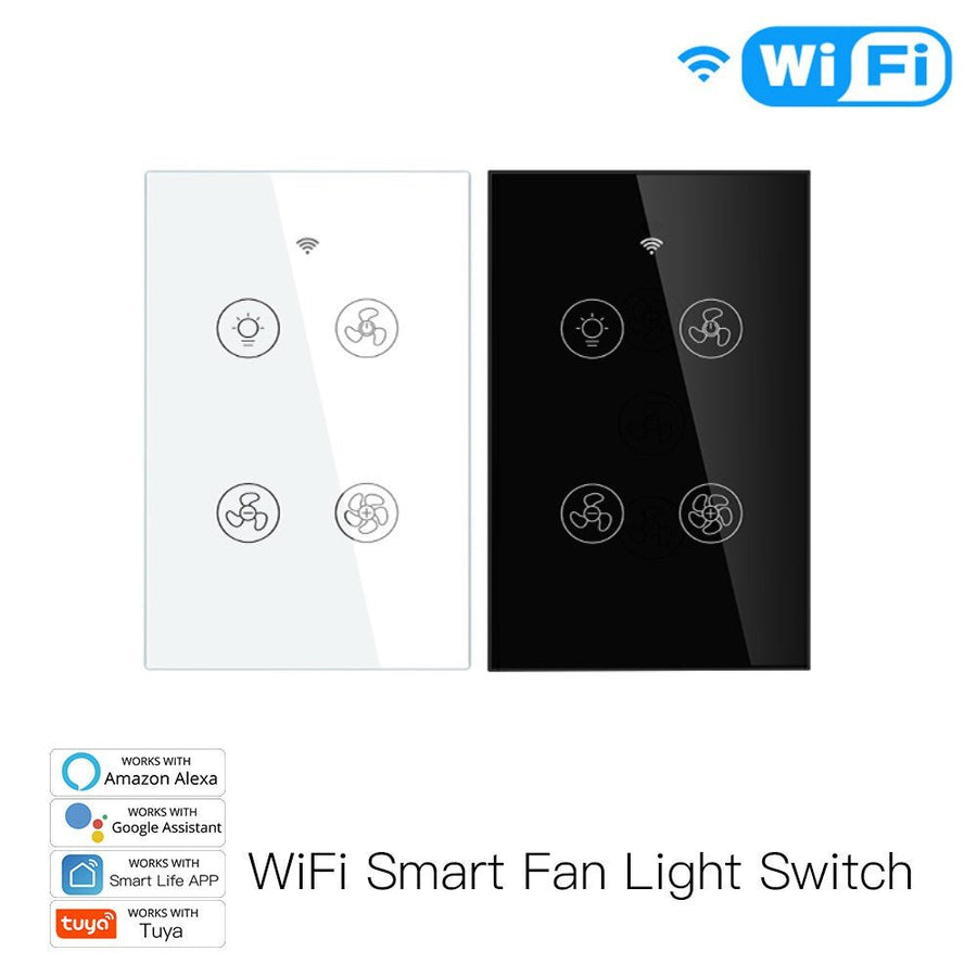 Moes WiFi RF433 Smart Ceiling Fan Light Touch Switch Single Pole Neutral Wire Required US