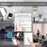 Moes RF433 WIFI Smart Wall Touch Light Switch Glass Panel, 3 Way Multi-Control Neutral Wire Required US Standard, view 6