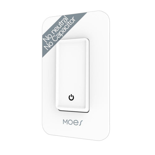 Moes WiFi Smart Switch No Neutral, Push Button Switch, Single Pole 100-120V, Wire Required No Capacitor US