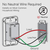 Moes WiFi Smart Switch No Neutral, Push Button Switch, Single Pole 100-120V,  Wire Required No Capacitor US, view 2