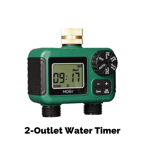 Moes Water Timer For Garden Hose Drip Irrigation 2/3/4 Outlet Brass Inlet IPX5 Waterproof US Version