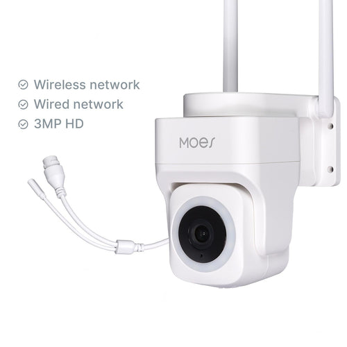 Moes WiFi 3MP Smart Outdoor Security Camera RJ45 Network IP65 Waterproof EU Standard