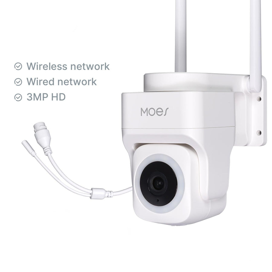 Moes WiFi 3MP Smart Outdoor Security Camera RJ45 Network IP65 Waterproof EU Standard