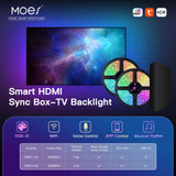 MOES Smart WiFi Ambient Lighting TV Backlight 4K HDMI 2.0 Sync Box LED Light Strip Music, view 2
