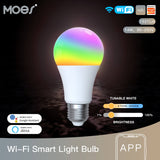 MOES WiFi Smart LED Light Bulb Dimmable Lamp 14W/9W RGB E27 Color Changeable 2700K-6500K, view 2