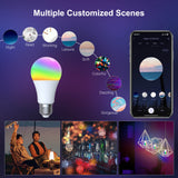 MOES WiFi Smart LED Light Bulb Dimmable Lamp 14W/9W RGB E27 Color Changeable 2700K-6500K, view 6